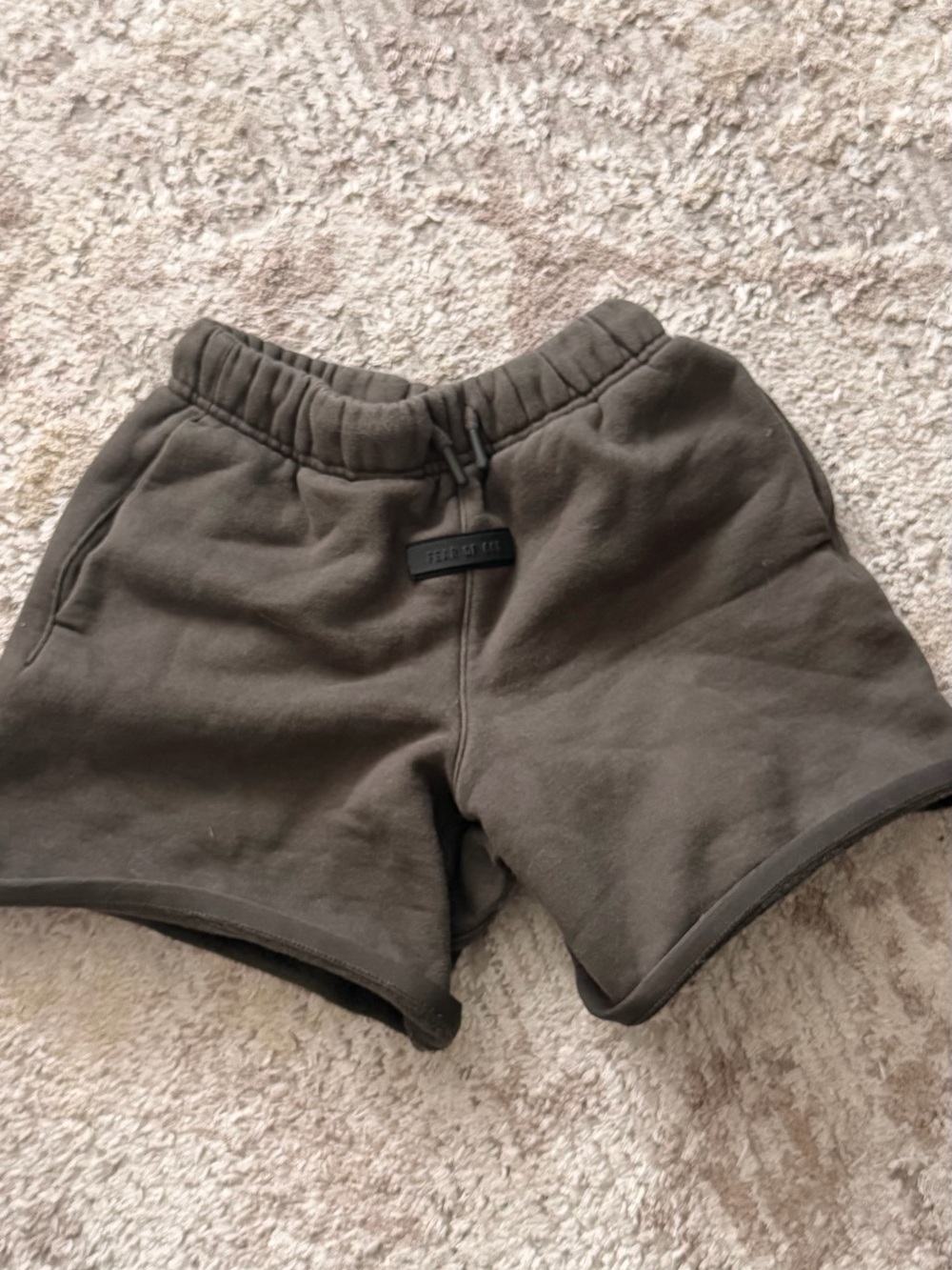 Essentials Kids Olive Brown Fleece Shorts